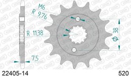 AFAM 2026/04 ZĘBATKA PRZEDNIA 2116 14 SUZUKI LTR 450 '06-'12, LTZ 400 '03-'13, RMX 450 '10-'13 (JTF1401.14) (ŁAŃC. 520)