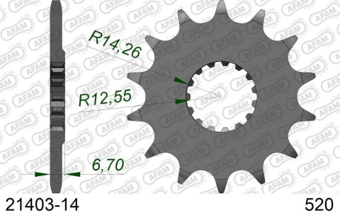AFAM 2026/04 ZĘBATKA PRZEDNIA 2168 14 YAMAHA YFZ 450/YFM 700 RAPTOR '06-'19 (JTF1592.14) (ŁAŃC. 520)