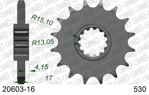 AFAM 2026/04 ZĘBATKA PRZEDNIA 347 16 Z GUMĄ HONDA CBR 1000RR '04-'16, CBF 1000, CBR 900/929/954 (JTF333.16RB) (ŁAŃC. 530)
