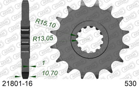 AFAM 2026/04 ZĘBATKA PRZEDNIA 579 16 Z GUMĄ YAMAHA R1 '98-'03, FZS 1000 '01-'05 (JTF579.16RB) (ŁAŃC. 530)