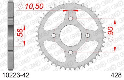 AFAM 2026/04 ZĘBATKA TYLNA 269 42 HONDA CG 125 '02-'05, CM 125 '82-'97, CB 125T '82-'88, DAELIM VC 125 '96-'99 (JTR269.42) (ŁAŃC