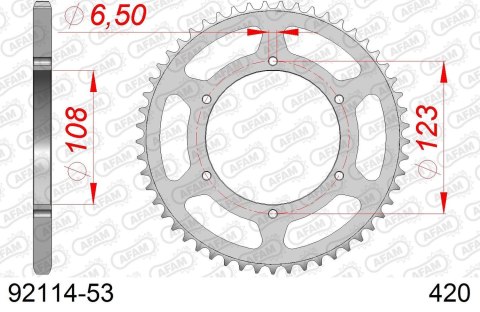 AFAM 2026/04 ZĘBATKA TYLNA 4412 53 APRILIA RS 50 '06-'14, DERBI GPR 50 '04-'13, SENDA SM 50 '07-'12 (JTR1133.53) (ŁAŃC. 420)