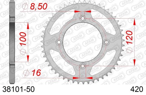 AFAM 2026/04 ZĘBATKA TYLNA 4453 50 BETA 50 RR ENDURO / ENDURO RACING / ENDURO SPORT '18-'19 (JTR1141.50) (ŁAŃC. 420)