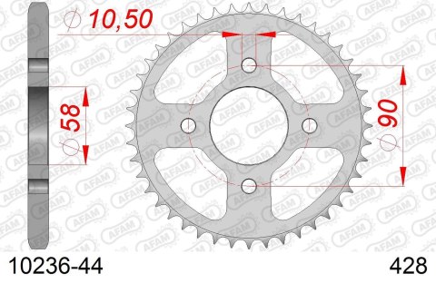 AFAM ZĘBATKA TYLNA 4669 44 HONDA CBR 125 11-17 (JTR1221.44) (ŁAŃC. 428) OTWÓR NA ŚRUBĘ 10,5