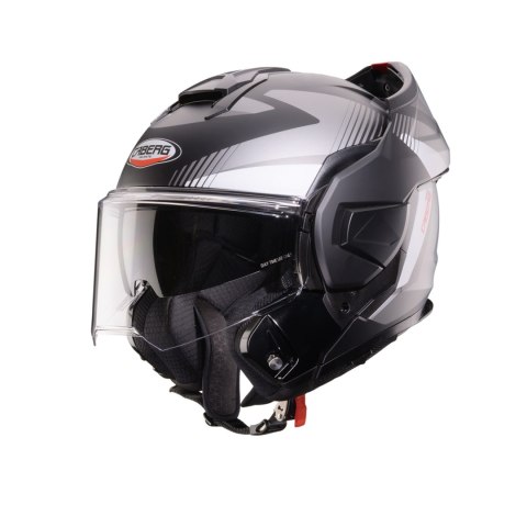 CABERG KASK SZCZĘKOWY FLIP-BACK (SZCZĘKA DO TYŁU) MODEL TRIP LUNAR SOLID KOLOR CZARNY MAT/BIAŁY/SZARY ROZMIAR XL (PINLOCK W ZEST