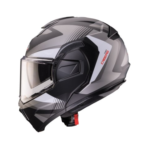 CABERG KASK SZCZĘKOWY FLIP-BACK (SZCZĘKA DO TYŁU) MODEL TRIP LUNAR SOLID KOLOR CZARNY MAT/BIAŁY/SZARY ROZMIAR M (PINLOCK W ZESTA