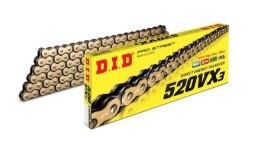 DID ŁAŃCUCH NAPĘDOWY 520VX3GB-94 (94 OGNIWA) X-RING ZŁOTY (OTWARTY + ZAPINKA)