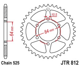 JT ZĘBATKA TYLNA 812 41 SUZUKI GT 250 '73-77, TS 250 '73-75 (81241JT) (ŁAŃC. 525)