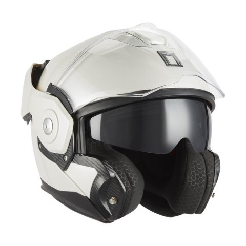 NOX PREMIUM KASK SZCZĘKOWY FLIP-BACK (SZCZĘKA DO TYŁU) Z BLENDĄ SPINNER KOLOR BIAŁY POŁYSK ROZMIAR S