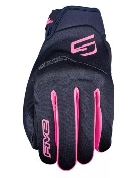 FIVE GLOVES RĘKAWICE TEKSTYLNE GLOBE EVO WOMAN DAMSKIE KOLOR CZARNY/RÓŻOWY FLUO ROZMIAR 8 (S)