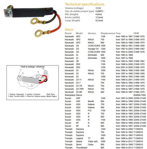 DZE REGULATOR NAPIĘCIA KAWASAKI GPZ/ZG/ZL/ZR/ZRX/ZX; SUZUKI GSF/GSX/RF; TRIUMPH; YAMAHA FJ/FZR/FZX/GTS/YZF (OEM 21066-1076; 2106