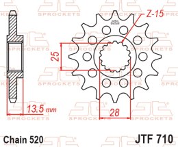 JT ZĘBATKA PRZEDNIA 2344 16 APRILIA TUAREG 660 '21-'24, CAGIVA SXT / ELEPHANT 125 '83-'88 (234416JT) (ŁAŃC. 520)