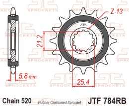 JT ZĘBATKA PRZEDNIA Z GUMĄ CF MOTO NK 650 '16-'24, CL-X 700 '21-'25, BENELLI TRK 702 / X EURO 5 '23-'24, (ŁAŃC. 520)