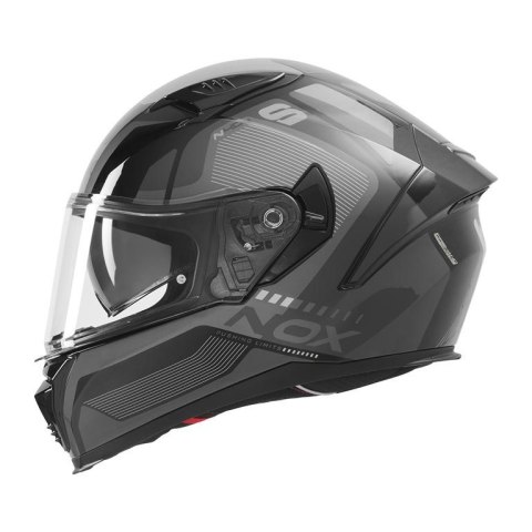 NOX KASK INTEGRALNY (FULL FACE) Z BLENDĄ N402 MENTOR KOLOR CZARNY/SZARY ROZMIAR S