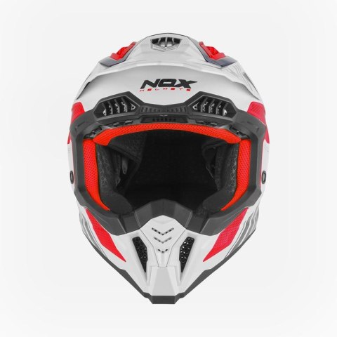 NOX WYPRZEDAŻ KASK OFF ROAD / CROSS N634 STORM KOLOR BIAŁY/NIEBIESKI/CZERWONY ROZMIAR S