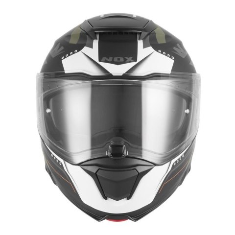 NOX KASK SZCZĘKOWY (FLIP-UP) Z BLENDĄ N967 CONQUER KOLOR POMARAŃCZOWY MAT/ZIELONY (KHAKI) ROZMIAR XXL (PINLOCK DO TEGO MODELU - 