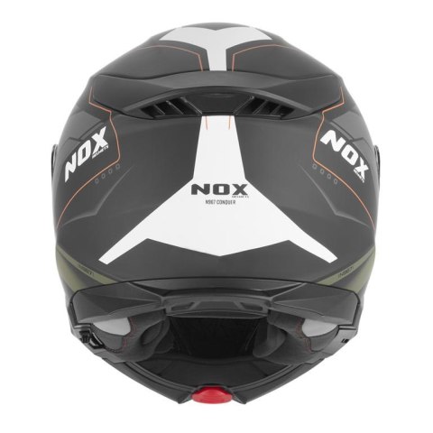 NOX KASK SZCZĘKOWY (FLIP-UP) Z BLENDĄ N967 CONQUER KOLOR POMARAŃCZOWY MAT/ZIELONY (KHAKI) ROZMIAR XXL (PINLOCK DO TEGO MODELU - 