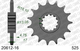 AFAM 2026/04 ZĘBATKA PRZEDNIA 2068 16 Z GUMĄ HONDA CBR 600F '99-'14, CBR 600RR '03-'23, XL 1000V, CRF 1000L, CBR 1000RR (JTF1370