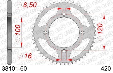 AFAM 2026/04 ZĘBATKA TYLNA 4453 50 BETA 50 RR ENDURO / ENDURO RACING / ENDURO SPORT '18-'19 (JTR1141.50) (ŁAŃC. 420)