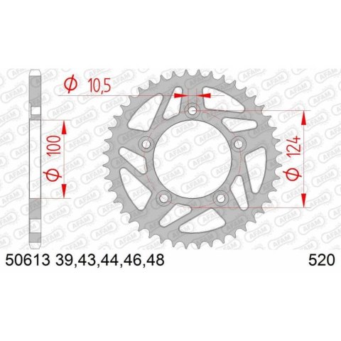 AFAM 2026/06 ZĘBATKA TYLNA 4444 44 DUCATI PANIGALE 899 14-15, SCRAMBLER 800 15-18 (-2) (ŁAŃC.520) (JTR746.44)