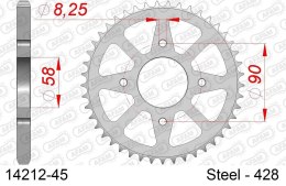 AFAM 2026/06 ZĘBATKA TYLNA 4669 45 SUZUKI GSXR 125 17-18, GSX 125 S 17-18 (ŁAŃC. 428) ( OTWÓR NA ŚRUBĘ 8,5MM ) (JTR803.45)