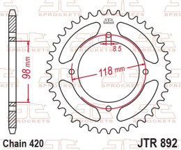 JT 2026/01 ZĘBATKA TYLNA 4794 48 KTM SX 65 '25-'26 (OEM: A40510051048C1) (479448JT) (ŁAŃC. 420)