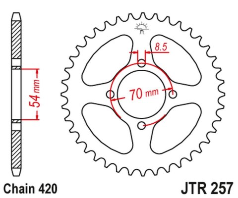 JT ZĘBATKA TYLNA 257 40 HONDA C 50/70 '75-87' (25740JT) (ŁAŃ420) NA ZAMÓWIENIE
