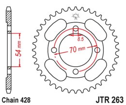 JT ZĘBATKA TYLNA 263 45 HONDA CT 100 '86-94'; PEUGEOT 110 VOX '13', KYMCO 110/125/150 (26345JT) (ŁAŃC.428) NA ZAMÓWIENIE