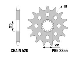 PBR 13/07 ZĘBATKA PRZEDNIA 2355 14 (ŁAŃC. 520) (MADE IN ITALY)