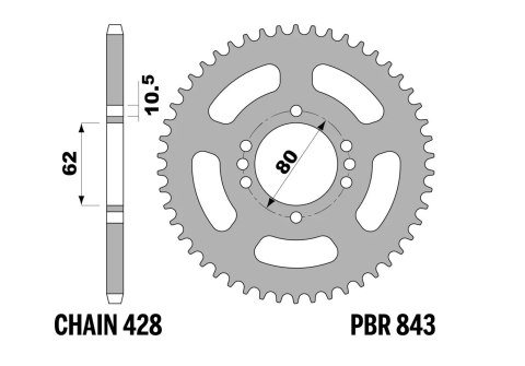 PBR 13/07 ZĘBATKA TYLNA 843 48 (ŁAŃC. 428) (MADE IN ITALY)
