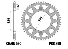 PBR 13/07 ZĘBATKA TYLNA 899 50 C-LIGHT (ŁAŃC. 520) (MADE IN ITALY)