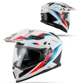 UFO KASK COSMOS OFFROAD / DUAL / TOURER / CROSSOVER Z SZYBĄ, DASZKIEM I BLENDĄ PRZECIWSŁONECZNĄ KOLOR BIAŁY/CZERWONY ROZMIAR XS 