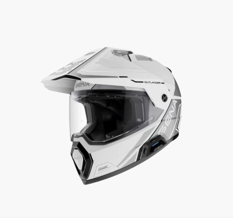 SENA 2026/07 KASK OUTLANDER DUAL SPORT FIBERGLASS Z INTERKOMEM MESH 3.0 DO 2000M ROZMIAR L KOLOR BIAŁY ( ECE R22.06 ) (EL)