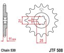 JT ZĘBATKA PRZEDNIA 722 15 CAGIVA 350 ALA ROSSA '83-84' KAWASAKI KH400/500 '72-77' (72215JT) (ŁAŃC. 530) NA ZAMÓWIENIE