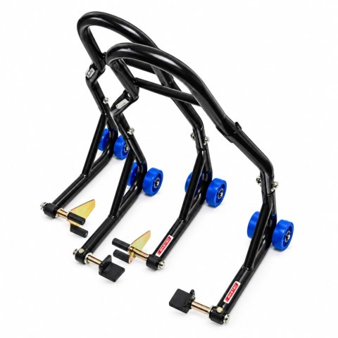 BIKETEC PROMOCJA PODNOŚNIK STOJAK MOTOCYKLOWY BIKER X (PRZÓD/TYŁ) TYP-L (ROLKI) KOMPLET