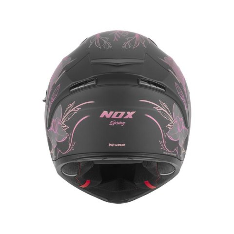 NOX KASK INTEGRALNY (FULL FACE) Z BLENDĄ N402 SPRING KOLOR CZARNY MAT/RÓŻOWY ROZMIAR XS