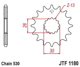 JT ZĘBATKA PRZEDNIA 2090 19 Z GUMĄ TRIUMPH DAYTONA 955/SPRINT ST/SPRINT GT (209019JTRB) (ŁAŃC. 530) - ZASTĘPUJE JTF1180.19