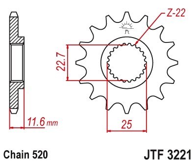 JT ZĘBATKA PRZEDNIA 2180 11 POLARIS 250/300/325/400/500 (218011JT) (ŁAŃC. 520) JT ZĘBATKA PRZEDNIA 2180 11 POLARIS 250/300/325/400/500 (218011JT) (ŁAŃC. 520)