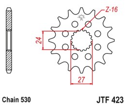 JT ZĘBATKA PRZEDNIA 2190 17 Z GUMĄ SUZUKI GSXR 1000 '09-'16, HAYABUSA '08-'23, B-KING '08-'12 (-1) (219017JTRB) (ŁAŃC. 530)