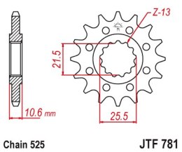 JT ZĘBATKA PRZEDNIA 2331 14 BENELLI BN 302 '15-'21, 500 LEONCINO '17-'21, TRK 502 '17-'21, TRX 502X '18- , MULTISTRADA 1158 '21-