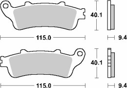 SBS KLOCKI HAMULCOWE PRZÓD KH281 /KH261 STREET STANDART CERAMIC HONDA FES 125/150 PANTHEON '98-'06 KOLOR CZARNY