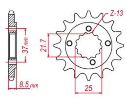 GROSSKOPF WYPRZEDAŻ ZĘBATKA PRZEDNIA 350 14 HONDA XR 600 '91-'00, POLARIS 500 '03-'07, TRX 400 X/EX '05-'14 (JTF1309.14)