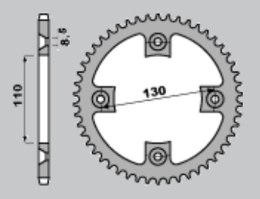 GROSSKOPF WYPRZEDAŻ ZĘBATKA TYLNA ALUMINIOWA 4306 51 HONDA CR 85 '03-'07, CRF 150 '07-'25 (+1) KOLOR CZARNY