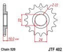 JT ZĘBATKA PRZEDNIA 402 16 Z GUMĄ BMW F 650 '94-'15, APRILIA PEGASO 650 '98-'04 (40216JTRB) (ŁAŃC. 520)