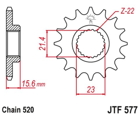 JT ZĘBATKA PRZEDNIA 441 15 YAMAHA XT 600 '89-'98, XTZ 660 '91-'98 (44115JT) (ŁAŃC. 520) JT ZĘBATKA PRZEDNIA 441 15 YAMAHA XT 600 '89-'98, XTZ 660 '91-'98 (44115JT) (ŁAŃC. 520)