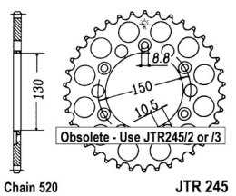 JT ZĘBATKA TYLNA 270 44 HONDA XL 250 R '82-'83 (MD03) (27044JT) (ŁAŃC. 520)