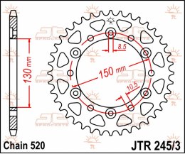 JT ZĘBATKA TYLNA 4309 43 HONDA XL600/XL500/NX650/XR600/FX650 (430943JT)* (ŁAŃC. 520)