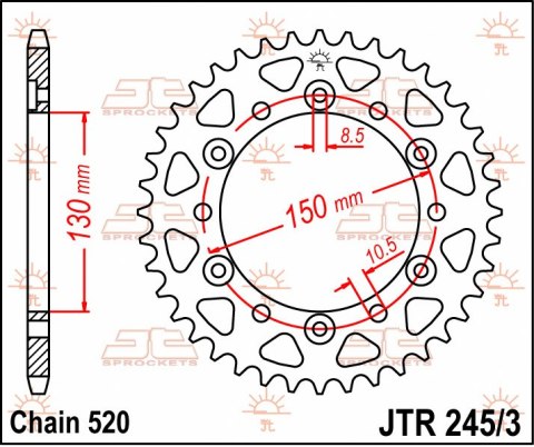 JT ZĘBATKA TYLNA 4309 45 HONDA NX 650 '88-'90 (430945JT) (ŁAŃC. 520) JT ZĘBATKA TYLNA 4309 45 HONDA NX 650 '88-'90 (430945JT) (ŁAŃC. 520)
