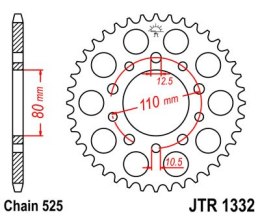 JT ZĘBATKA TYLNA 4350 40 HONDA CB 500 '94-'03, CB 750F '93-'03 (435040JTZBK) (ŁAŃC. 525) KOLOR CZARNY