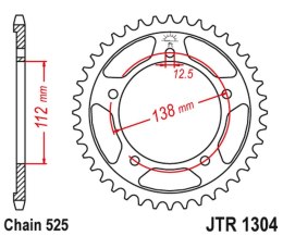 JT ZĘBATKA TYLNA 4357 43 HONDA CB 600 HORNET '07-'13, CBR 600F '97-'98, '11-'14, CBF 600 '04-'07 (435743JT) (ŁAŃC. 525)